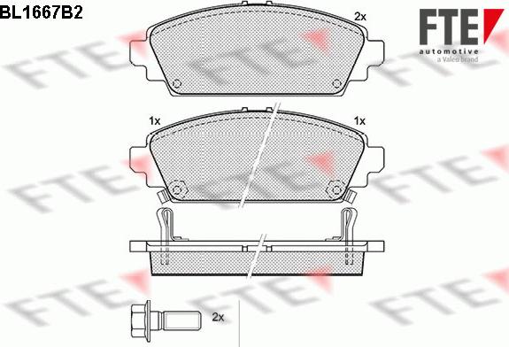 FTE BL1667B2 - Комплект спирачно феродо, дискови спирачки vvparts.bg