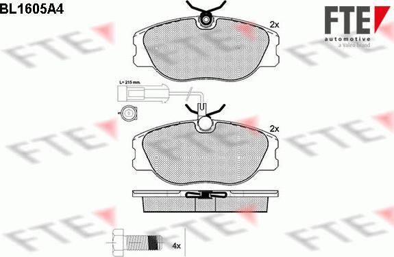 FTE BL1605A4 - Комплект спирачно феродо, дискови спирачки vvparts.bg