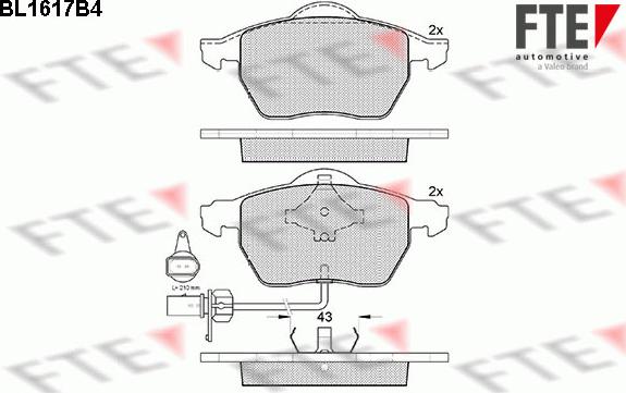 FTE BL1617B4 - Комплект спирачно феродо, дискови спирачки vvparts.bg