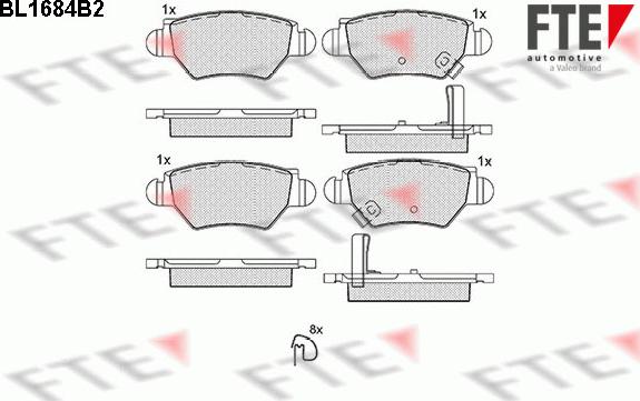 FTE BL1684B2 - Комплект спирачно феродо, дискови спирачки vvparts.bg