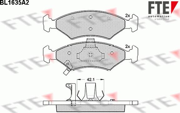 FTE BL1635A2 - Комплект спирачно феродо, дискови спирачки vvparts.bg