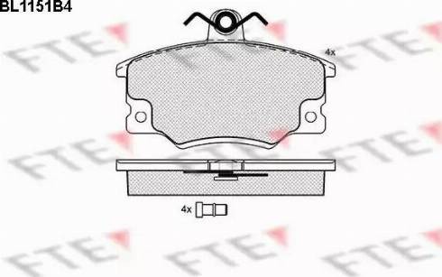 FTE BL1151B4 - Комплект спирачно феродо, дискови спирачки vvparts.bg