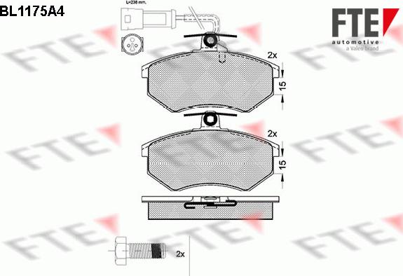 FTE BL1175A4 - Комплект спирачно феродо, дискови спирачки vvparts.bg