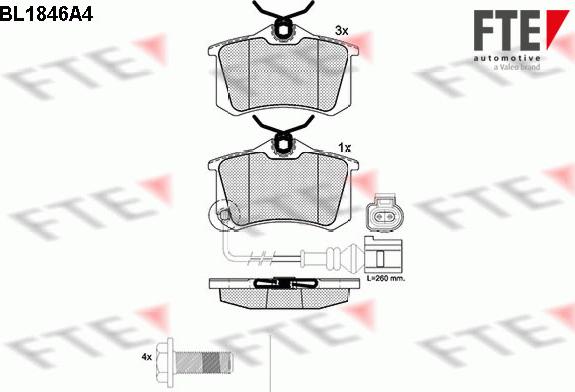 FTE BL1846A4 - Комплект спирачно феродо, дискови спирачки vvparts.bg