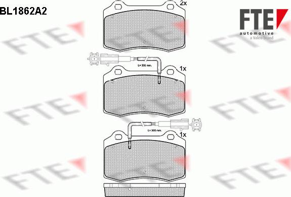 FTE BL1862A2 - Комплект спирачно феродо, дискови спирачки vvparts.bg