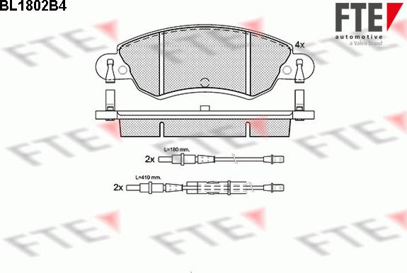 FTE BL1802B4 - Комплект спирачно феродо, дискови спирачки vvparts.bg