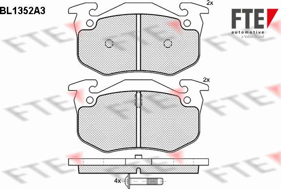 FTE BL1352A3 - Комплект спирачно феродо, дискови спирачки vvparts.bg