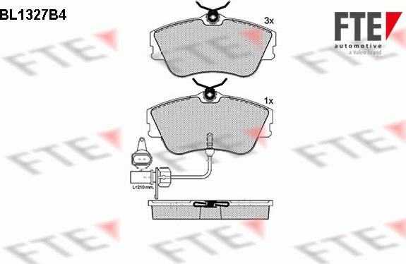 FTE BL1327B4 - Комплект спирачно феродо, дискови спирачки vvparts.bg