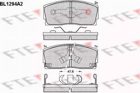 FTE BL1294A2 - Комплект спирачно феродо, дискови спирачки vvparts.bg