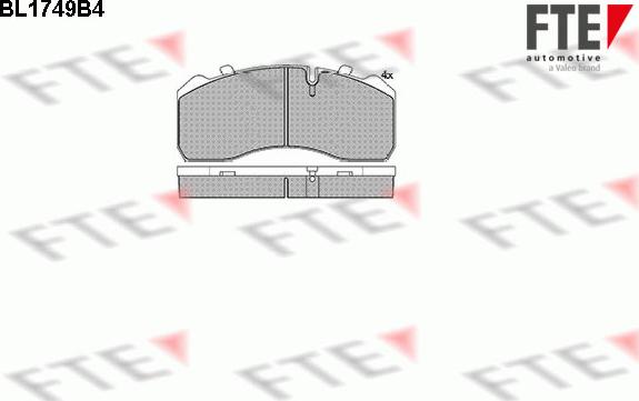 FTE BL1749B4 - Комплект спирачно феродо, дискови спирачки vvparts.bg