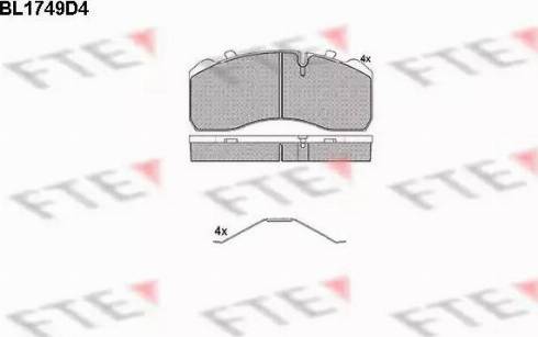 FTE BL1749D4 - Комплект спирачно феродо, дискови спирачки vvparts.bg