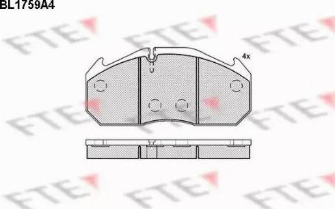 FTE BL1759A4 - Комплект спирачно феродо, дискови спирачки vvparts.bg