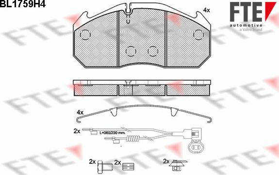 FTE BL1759H4 - Комплект спирачно феродо, дискови спирачки vvparts.bg