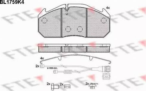 FTE BL1759K4 - Комплект спирачно феродо, дискови спирачки vvparts.bg