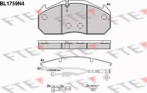 FTE BL1759N4 - Комплект спирачно феродо, дискови спирачки vvparts.bg