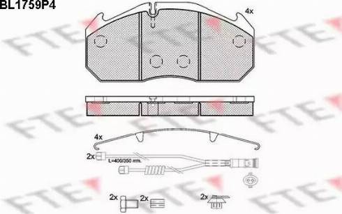 FTE BL1759P4 - Комплект спирачно феродо, дискови спирачки vvparts.bg