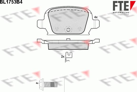 FTE BL1753B4 - Комплект спирачно феродо, дискови спирачки vvparts.bg