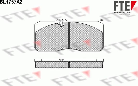 FTE BL1757A2 - Комплект спирачно феродо, дискови спирачки vvparts.bg