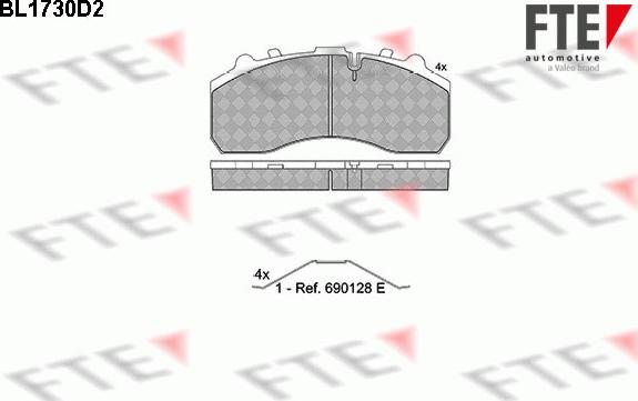 FTE BL1730D2 - Комплект спирачно феродо, дискови спирачки vvparts.bg