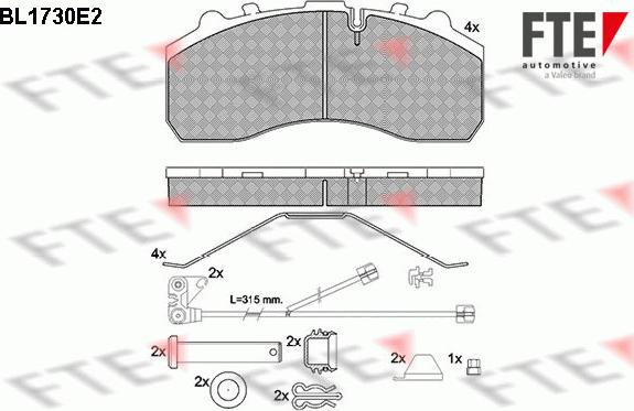 FTE BL1730E2 - Комплект спирачно феродо, дискови спирачки vvparts.bg