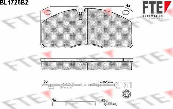 FTE BL1726B2 - Комплект спирачно феродо, дискови спирачки vvparts.bg