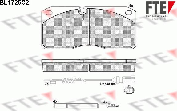 FTE BL1726C2 - Комплект спирачно феродо, дискови спирачки vvparts.bg