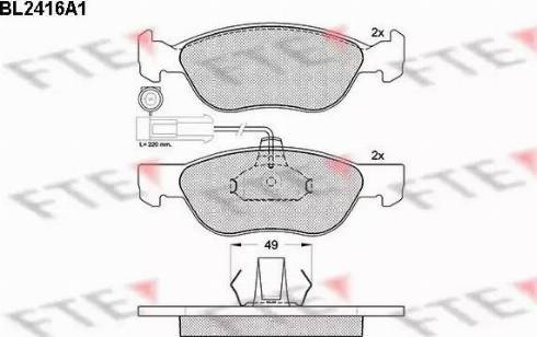 FTE BL2416A1 - Комплект спирачно феродо, дискови спирачки vvparts.bg