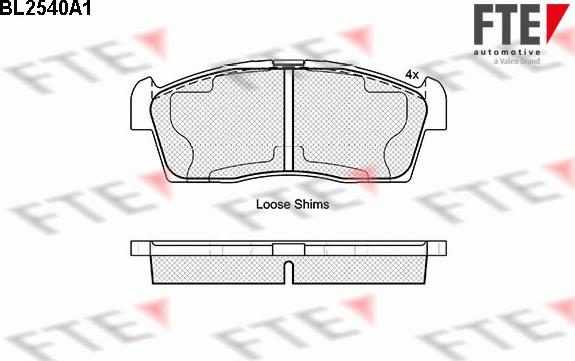 FTE BL2540A1 - Комплект спирачно феродо, дискови спирачки vvparts.bg