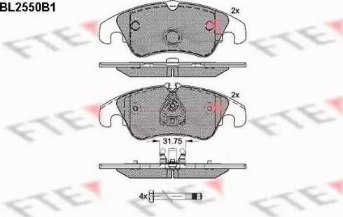 FTE BL2550B1 - Комплект спирачно феродо, дискови спирачки vvparts.bg