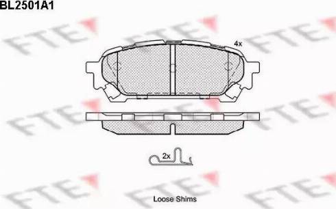 FTE BL2501A1 - Комплект спирачно феродо, дискови спирачки vvparts.bg