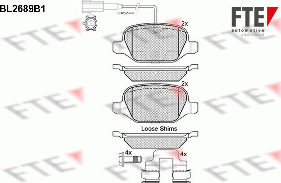 FTE BL2689B1 - Комплект спирачно феродо, дискови спирачки vvparts.bg