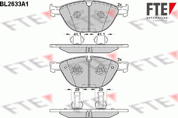 FTE BL2633A1 - Комплект спирачно феродо, дискови спирачки vvparts.bg