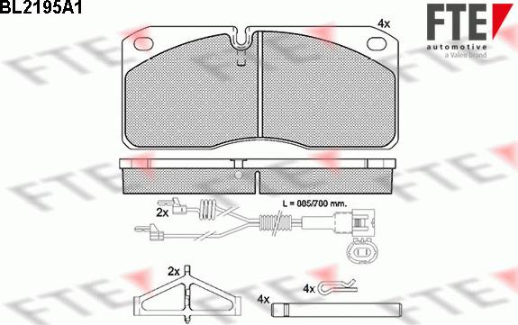 FTE BL2195A1 - Комплект спирачно феродо, дискови спирачки vvparts.bg