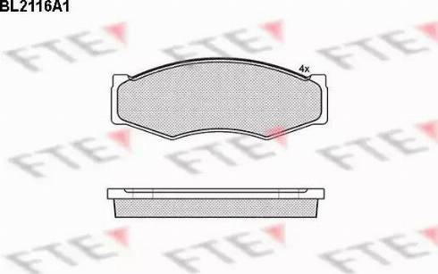 FTE BL2116A1 - Комплект спирачно феродо, дискови спирачки vvparts.bg