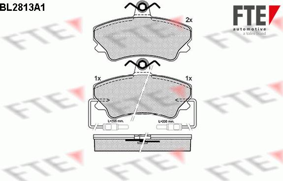 FTE BL2813A1 - Комплект спирачно феродо, дискови спирачки vvparts.bg