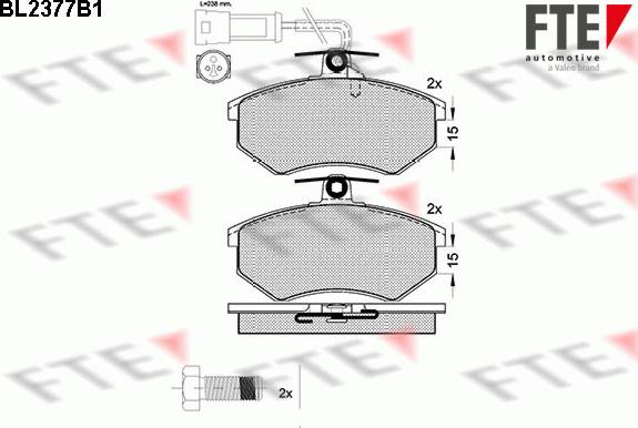 FTE BL2377B1 - Комплект спирачно феродо, дискови спирачки vvparts.bg