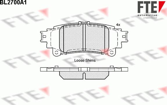 FTE BL2700A1 - Комплект спирачно феродо, дискови спирачки vvparts.bg