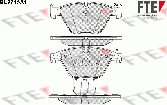 FTE BL2715A1 - Комплект спирачно феродо, дискови спирачки vvparts.bg