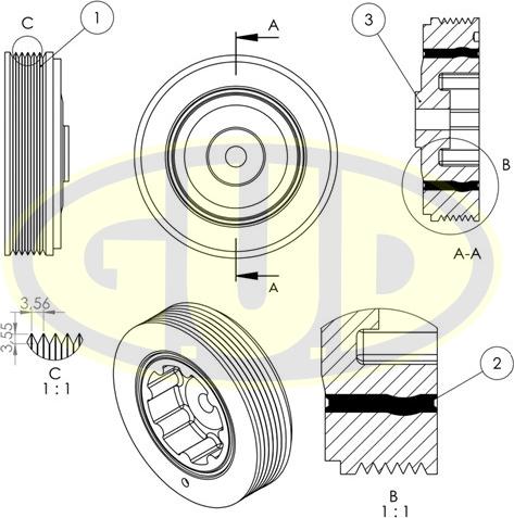 G.U.D. GCP701151 - Ремъчна шайба, колянов вал vvparts.bg