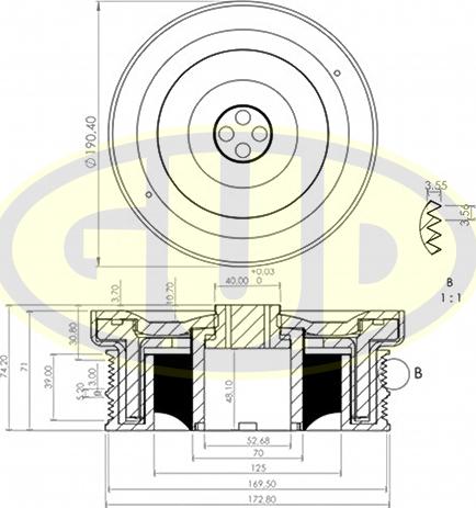 G.U.D. GCP703000 - Ремъчна шайба, колянов вал vvparts.bg