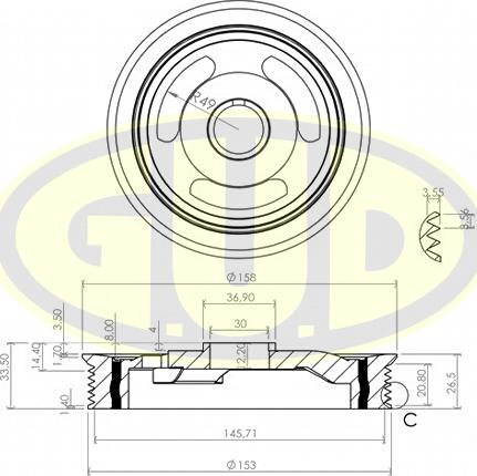 G.U.D. GCP702051 - Ремъчна шайба, колянов вал vvparts.bg