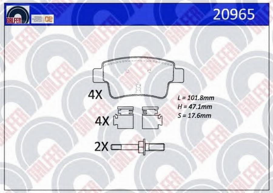 Galfer 20965 - Комплект спирачно феродо, дискови спирачки vvparts.bg