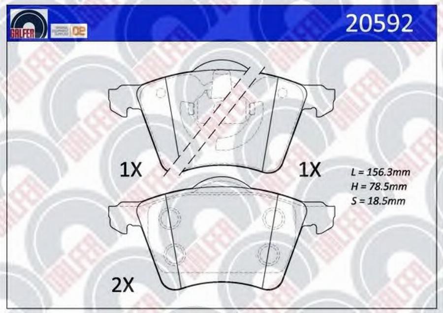 Galfer 20592 - Комплект спирачно феродо, дискови спирачки vvparts.bg