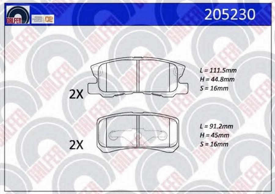 Galfer 205230 - Комплект спирачно феродо, дискови спирачки vvparts.bg