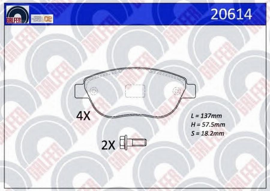 Galfer 20614 - Комплект спирачно феродо, дискови спирачки vvparts.bg