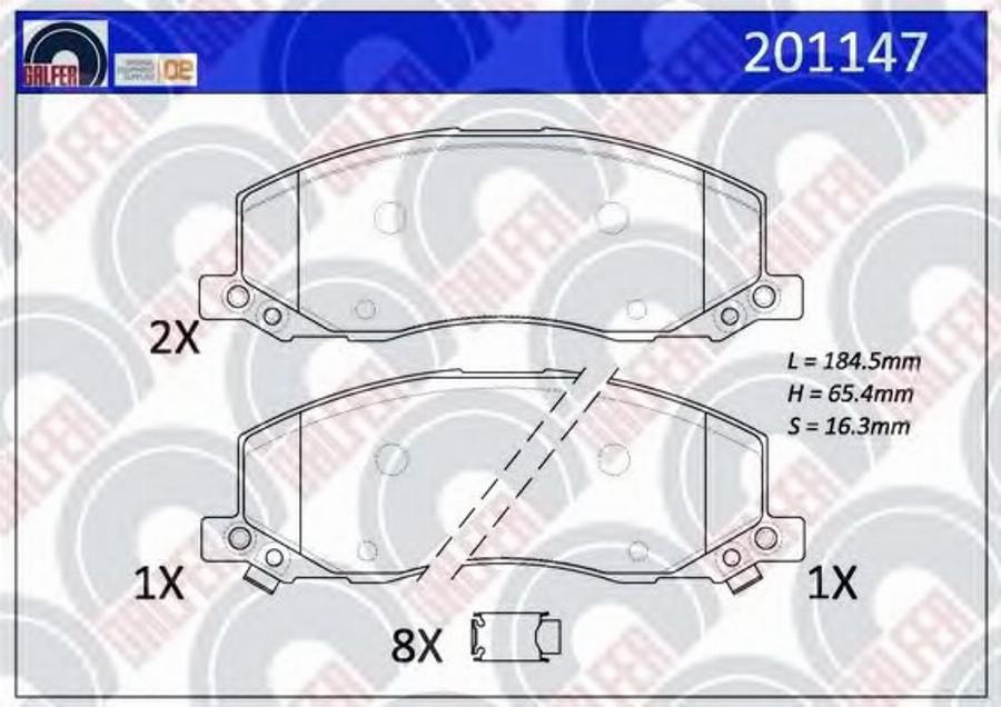 Galfer 201147 - Комплект спирачно феродо, дискови спирачки vvparts.bg