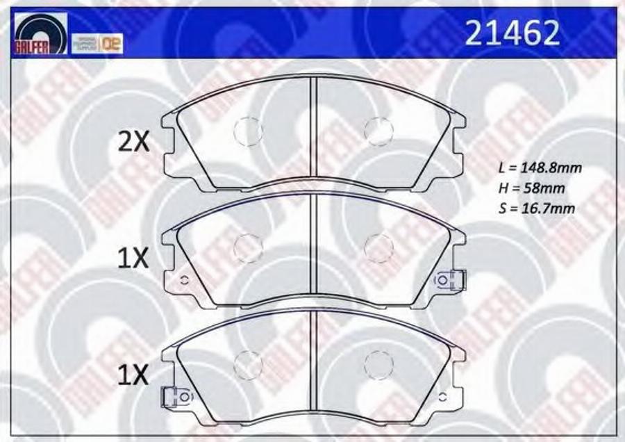 Galfer 21462 - Комплект спирачно феродо, дискови спирачки vvparts.bg