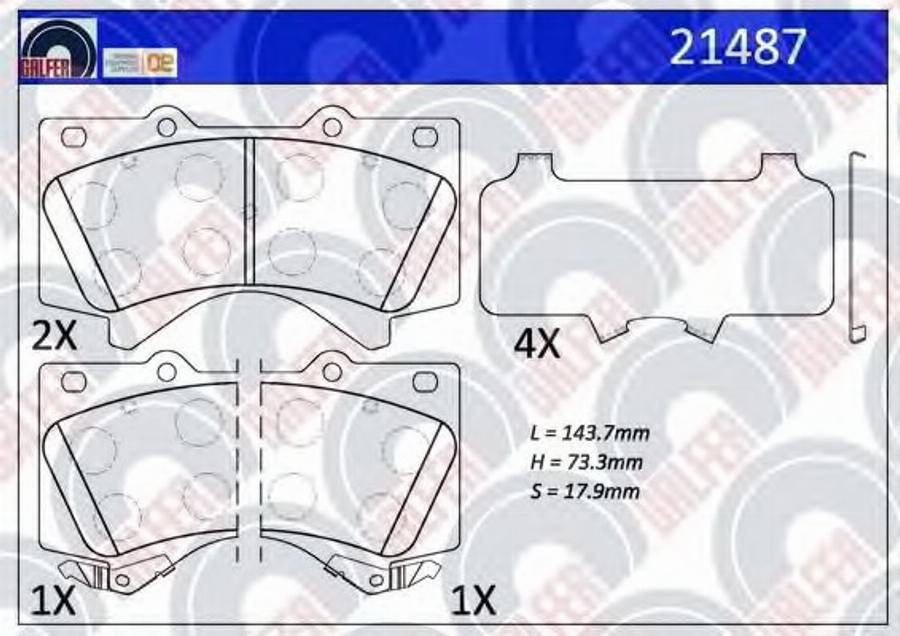 Galfer 21487 - Комплект спирачно феродо, дискови спирачки vvparts.bg