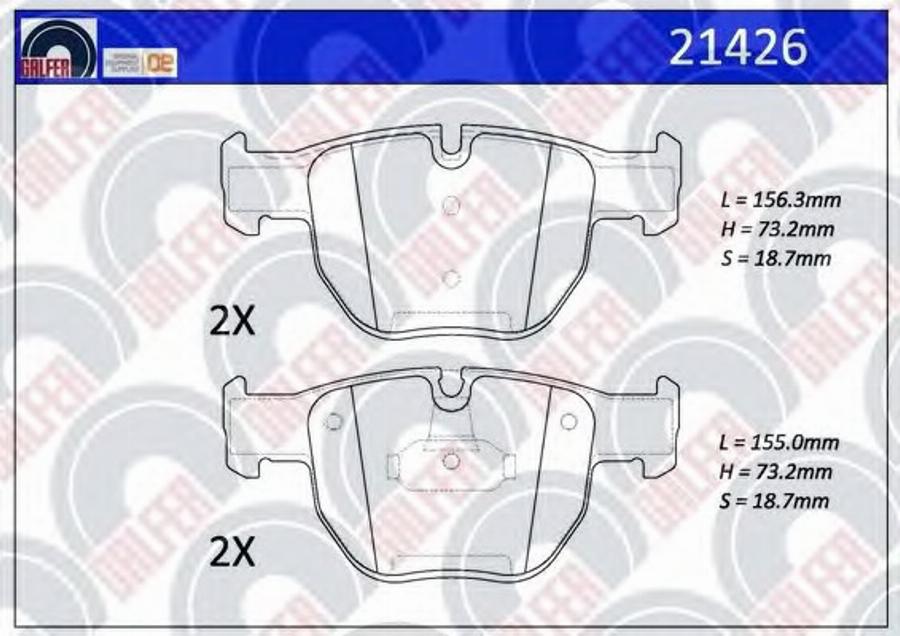 Galfer 21426 - Комплект спирачно феродо, дискови спирачки vvparts.bg