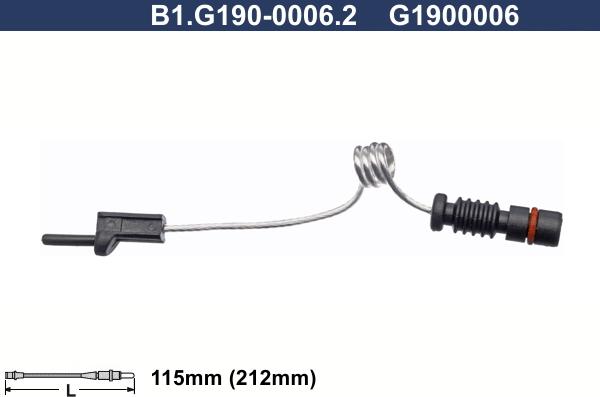 Galfer B1.G190-0006.2 - Предупредителен контактен сензор, износване на накладките vvparts.bg